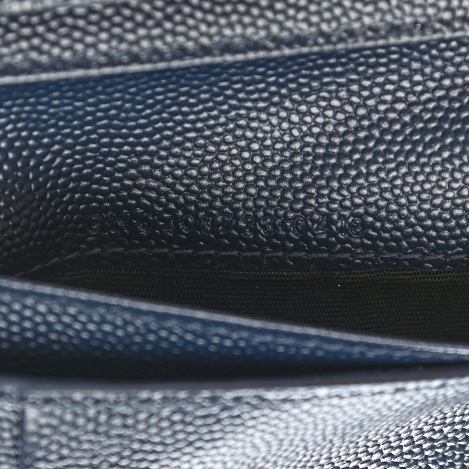 Saint Laurent Grain De Poudre Matelasse Chevron Monogram Compact Zip Around Wallet Deep Marine 8 of 12