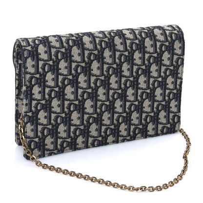 Christian Dior Oblique Saddle Chain Pouch  Blue 2 of 7
