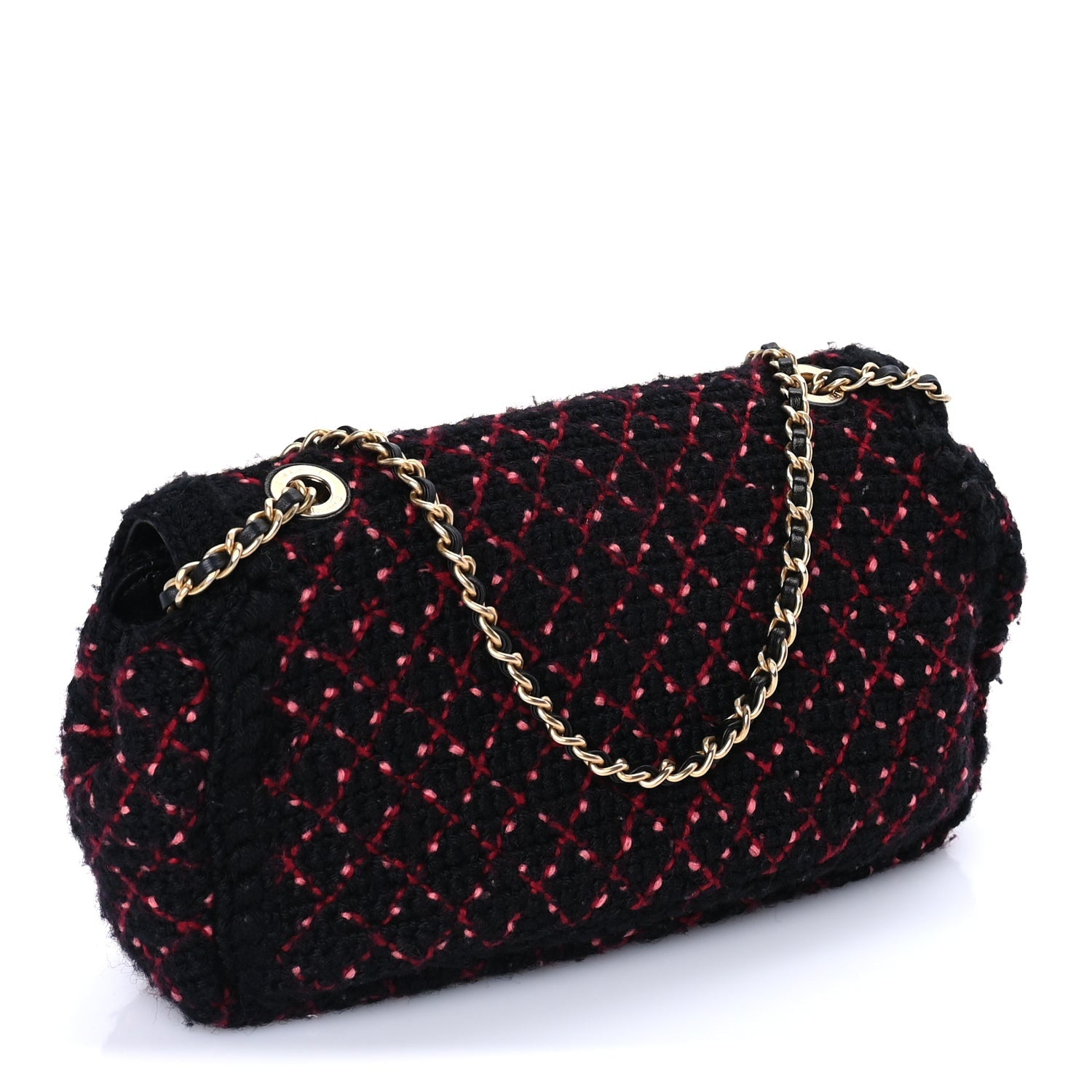 Chanel Knit Quilted Mini Rectangular Flap Black Burgundy 2 of 9
