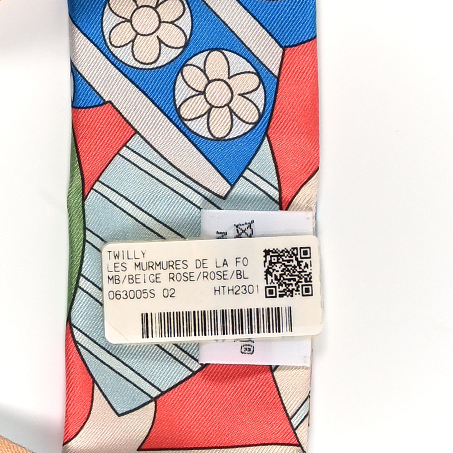 Hermes Silk Les Murmures De La Foret Twilly Beige Rose Bleu 3 of 3