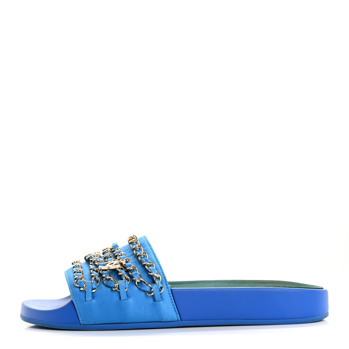 Canvas Chain Flat Sandals 37 Bright Blue