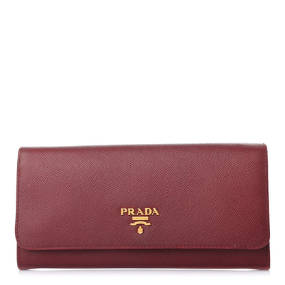 Prada Saffiano Metal Continental Flap Wallet Fuoco 1 of 8