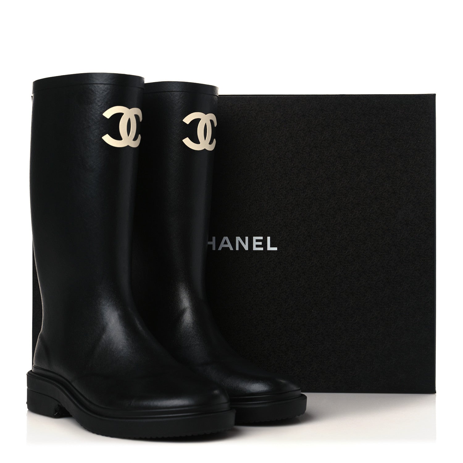 Chanel Caoutchouk CC High Boots 37 Black 8 of 8