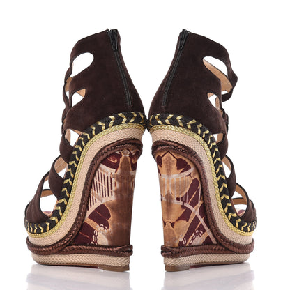 Christian Louboutin Suede Tosca 140 Platform Wedge Sandals 38 Chocolate 15 of 16
