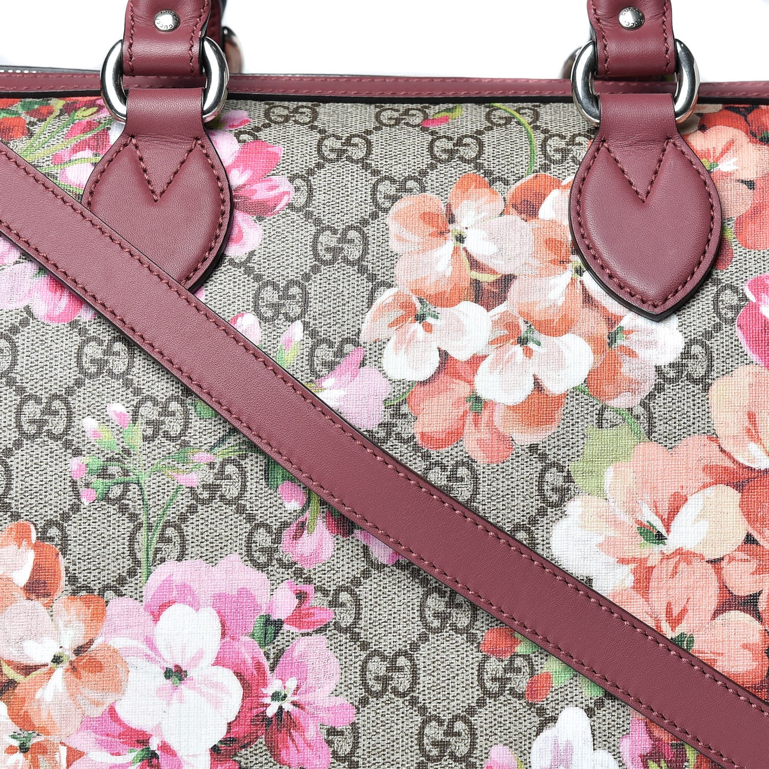 Gucci GG Supreme Monogram Blooms Medium Boston Beige Multicolor Dry Rose 8 of 12