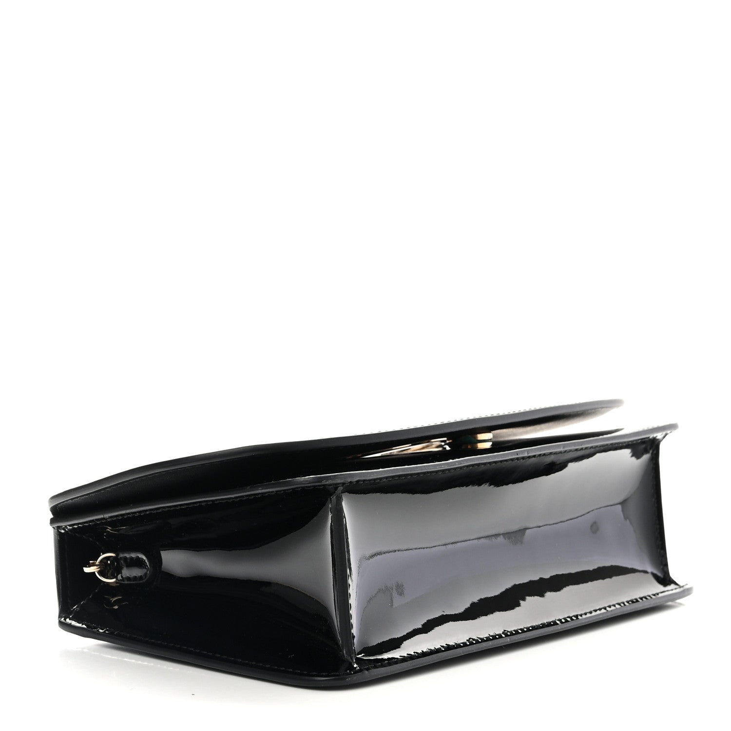 Salvatore Ferragamo Patent Calfskin Mini Vela Flap Bag Black 4 of 9