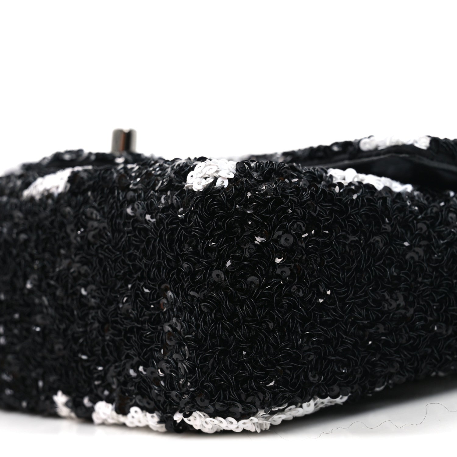 Chanel Sequin Mini Rectangular Flap Black White 10 of 11