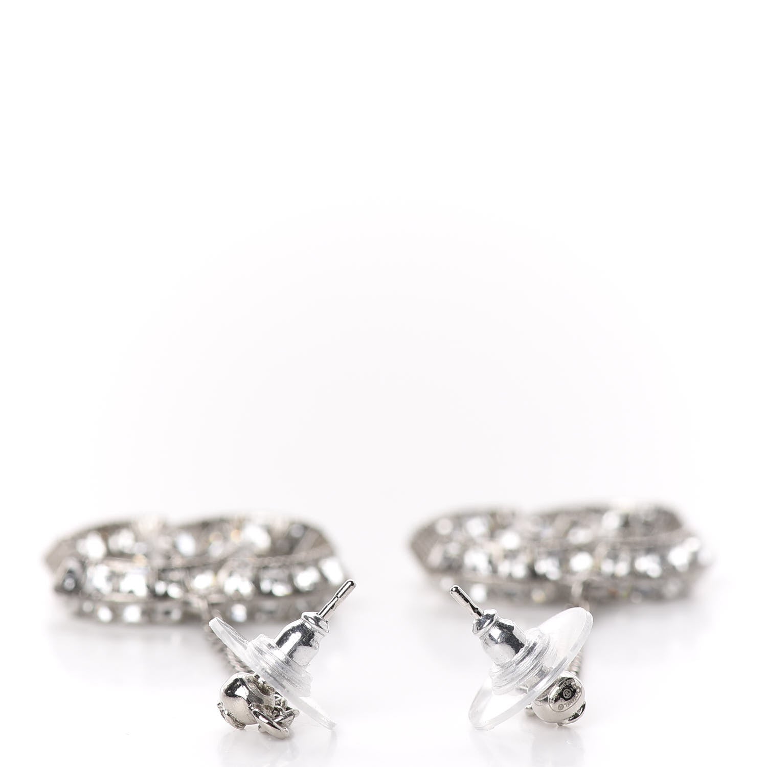 Chanel Baguette Crystal CC Drop Earrings Silver 3 of 4