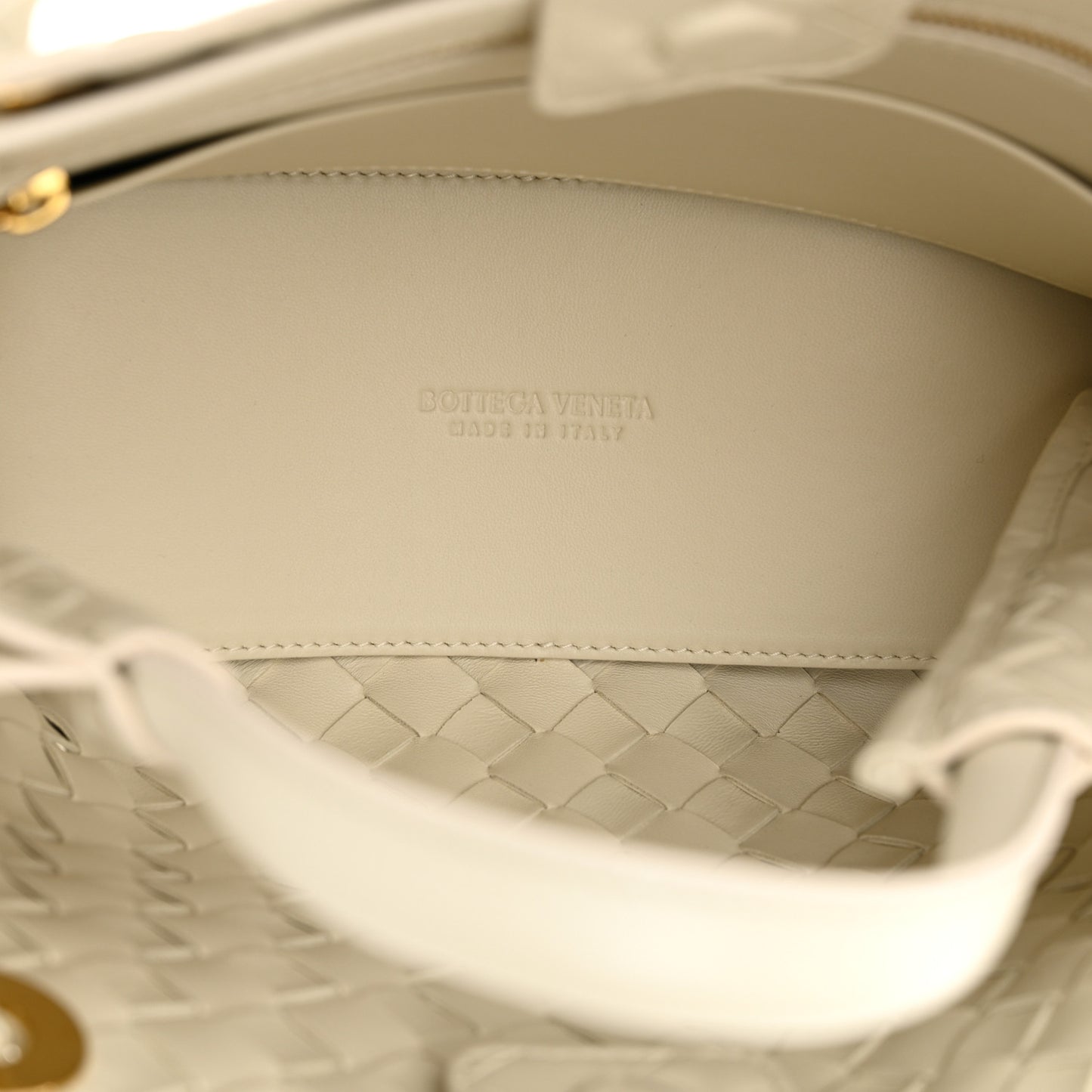 Nappa Intrecciato Small Andiamo Shoulder Bag Sea Salt