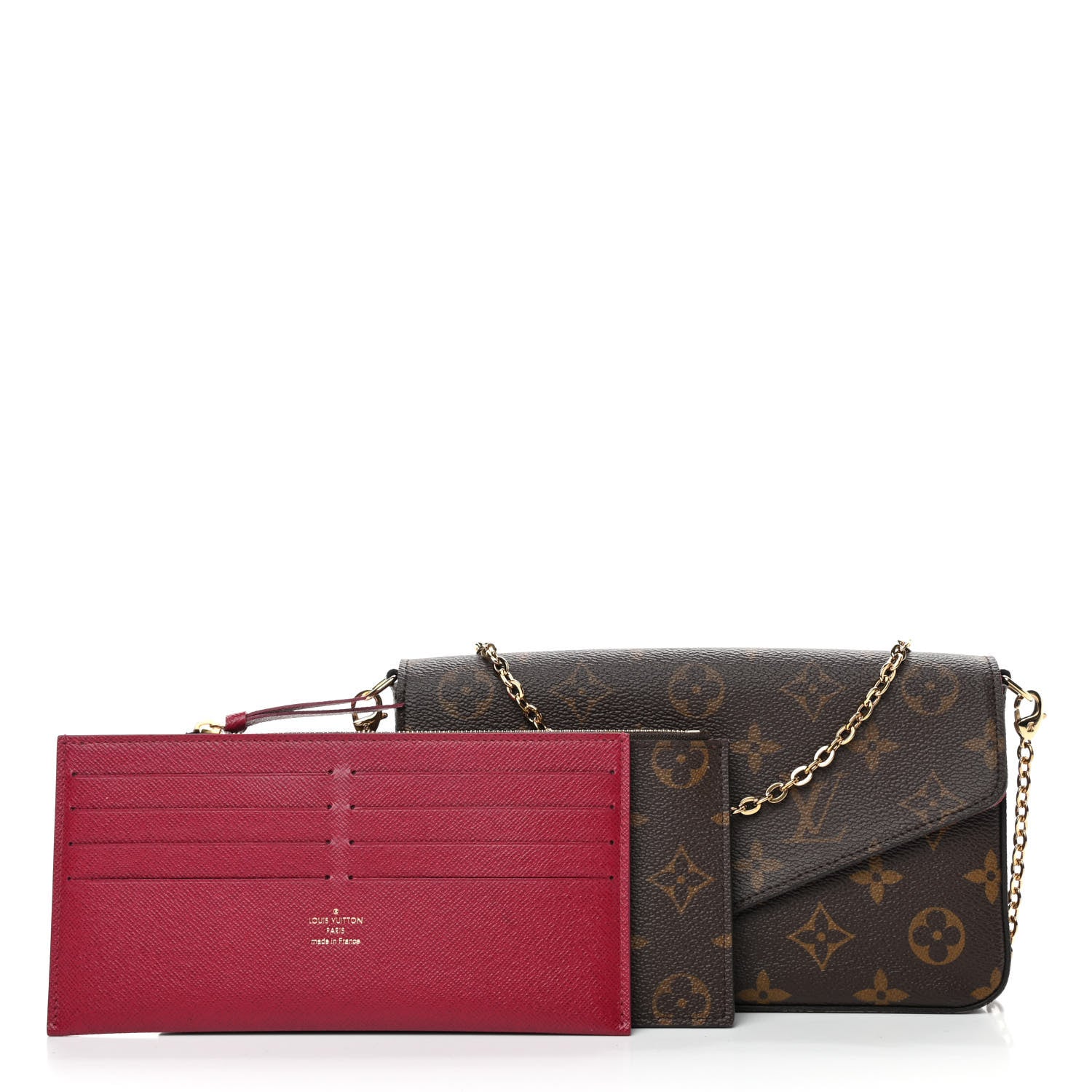 Louis Vuitton Monogram Pochette Felicie Chain Wallet Fuchsia 2 of 5