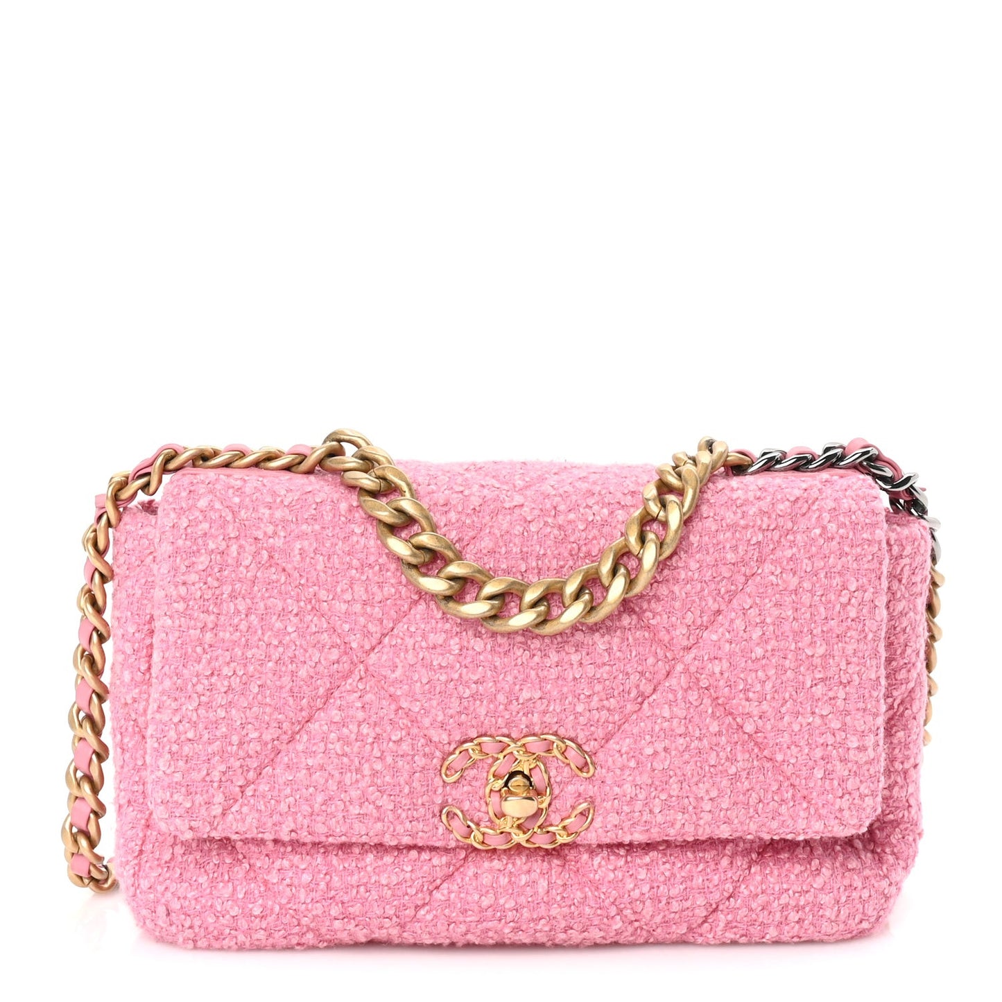 Tweed Quilted Medium  19 Flap Pink