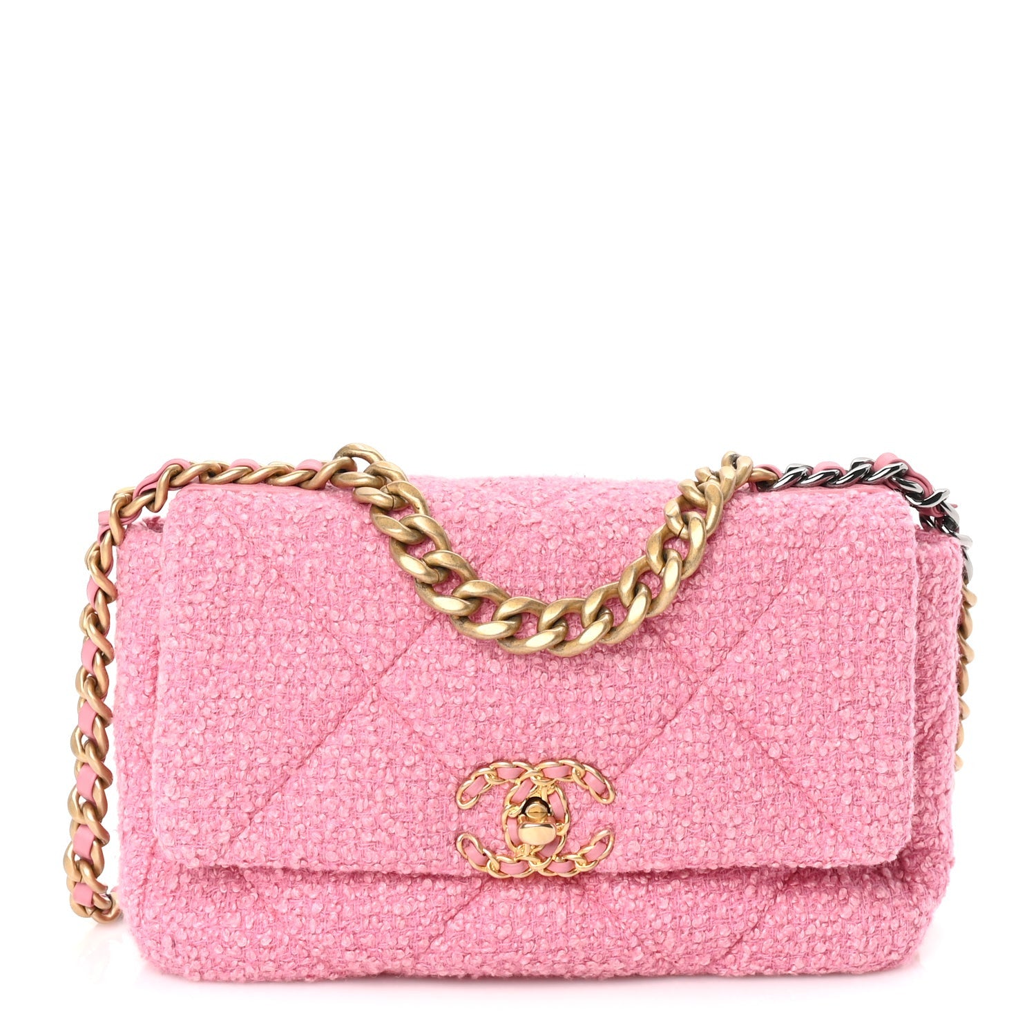 Chanel Tweed Quilted Medium  19 Flap Pink 1 of 9