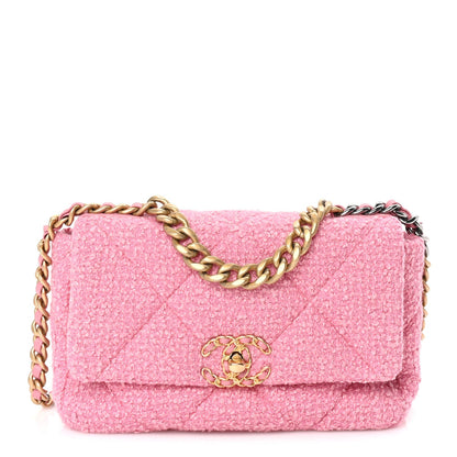Chanel Tweed Quilted Medium  19 Flap Pink 1 of 9