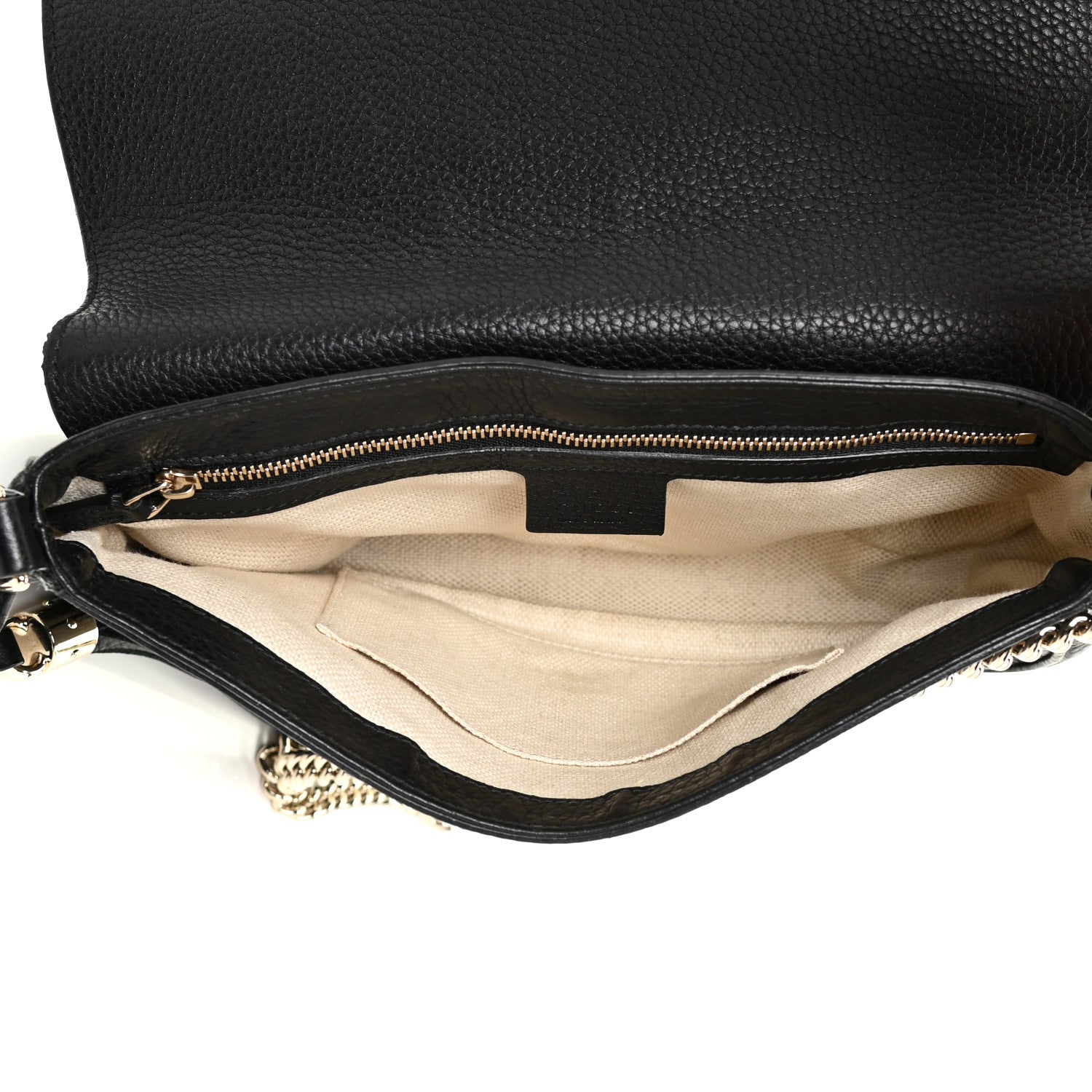 Gucci Pebbled Calfskin Medium Soho Flap Crossbody Black 4 of 17