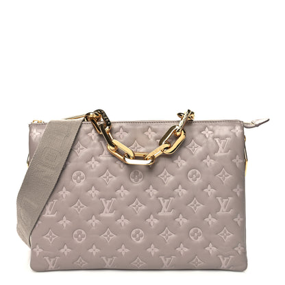 Louis Vuitton Lambskin Embossed Monogram Coussin MM Grey 1 of 11