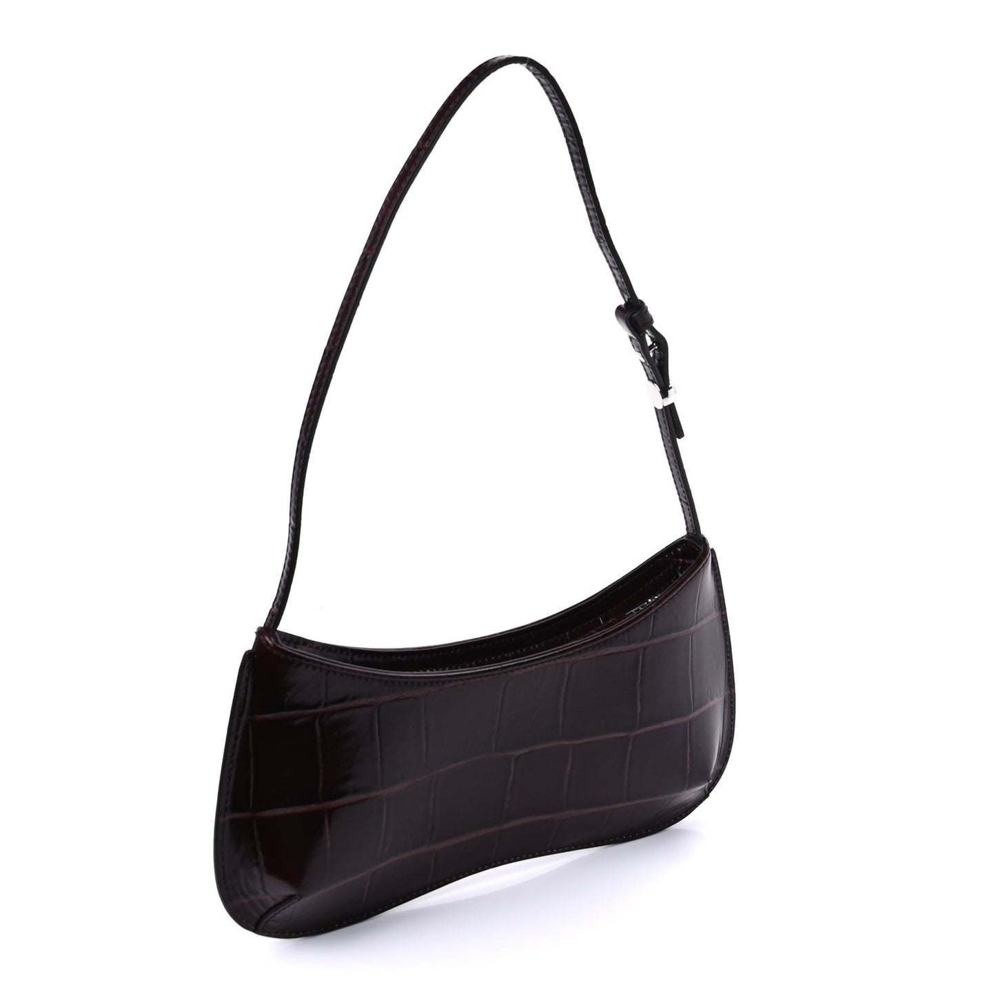 Calfskin Crocodile Embossed Le Bisou Midnight Brown