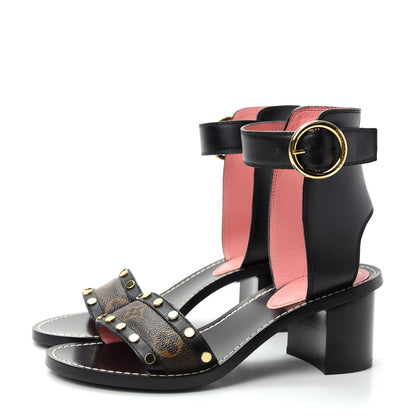 Louis Vuitton Calfskin Monogram Passenger Sandals 37 Black 3 of 10