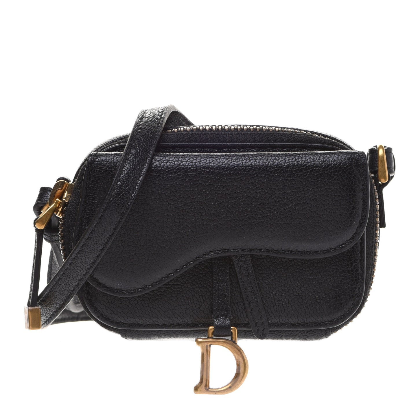 Goatskin Mini Saddle Pouch Black