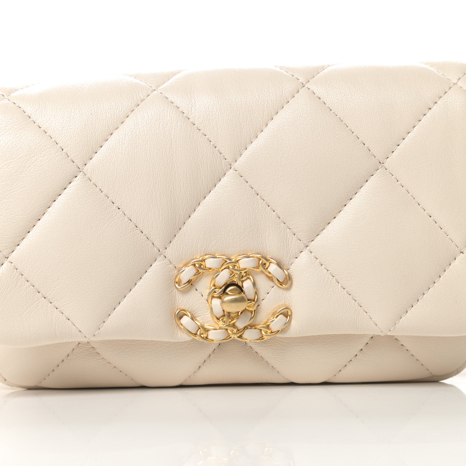 Chanel Lambskin Quilted Chanel 19 Waist Bag Light Beige 8 of 10