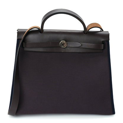 Hermes Vache Hunter Toile Herbag Zip 31 PM Cassis Ebony Indigo 1 of 10