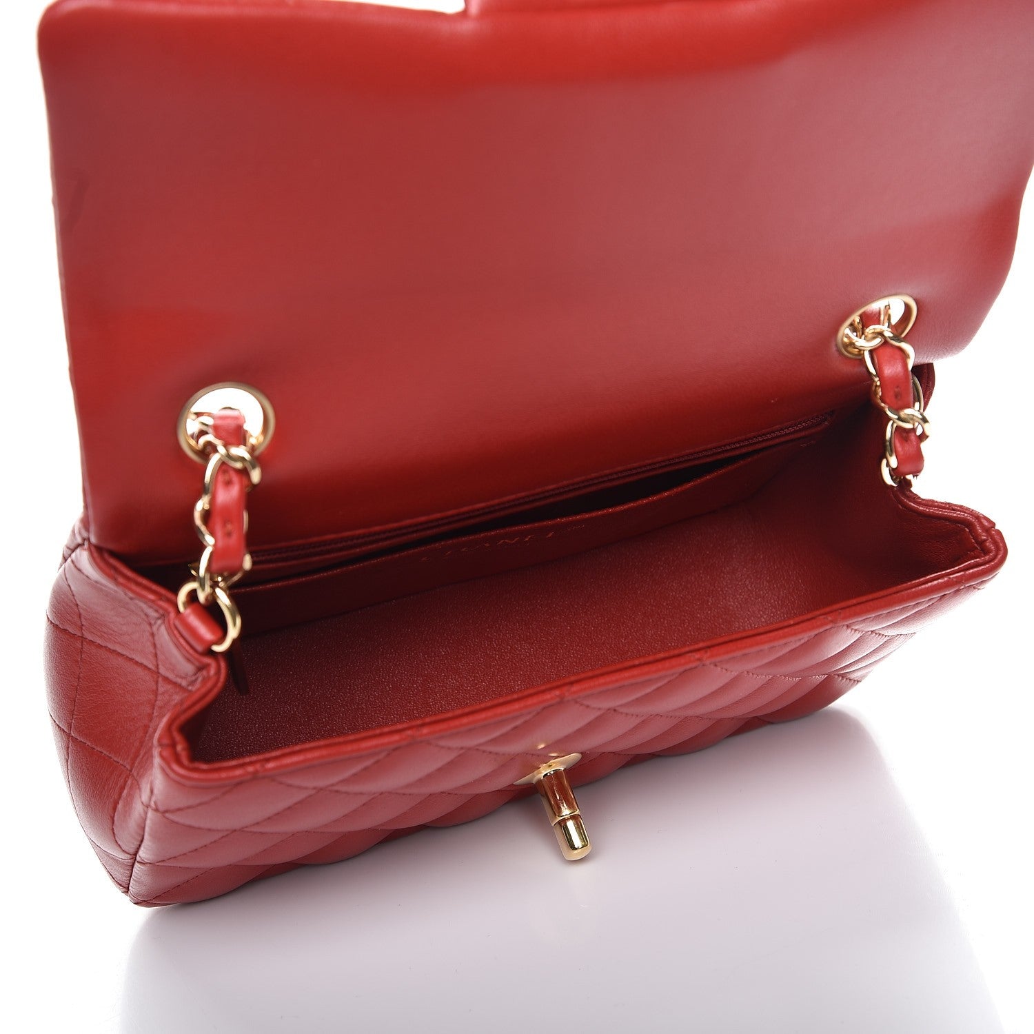 Chanel Lambskin Quilted Mini Rectangular Flap Red 5 of 7