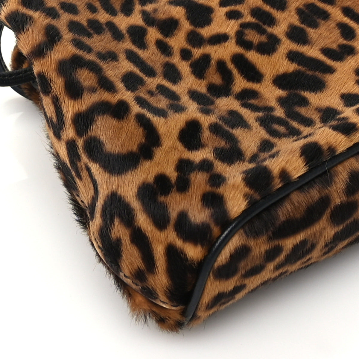 Calf Hair Pouch Bag Brown Black