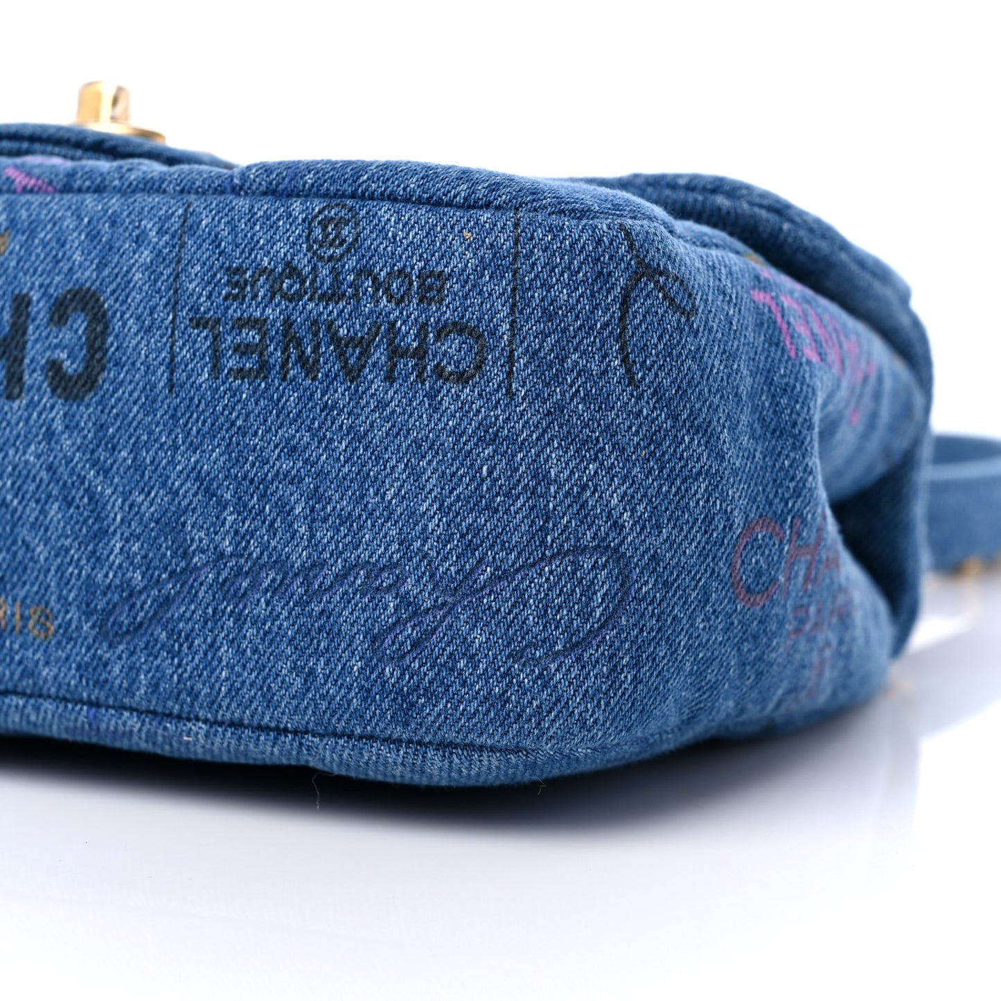 Denim Quilted Mini Denim Mood Rectangular Flap Blue Multicolor