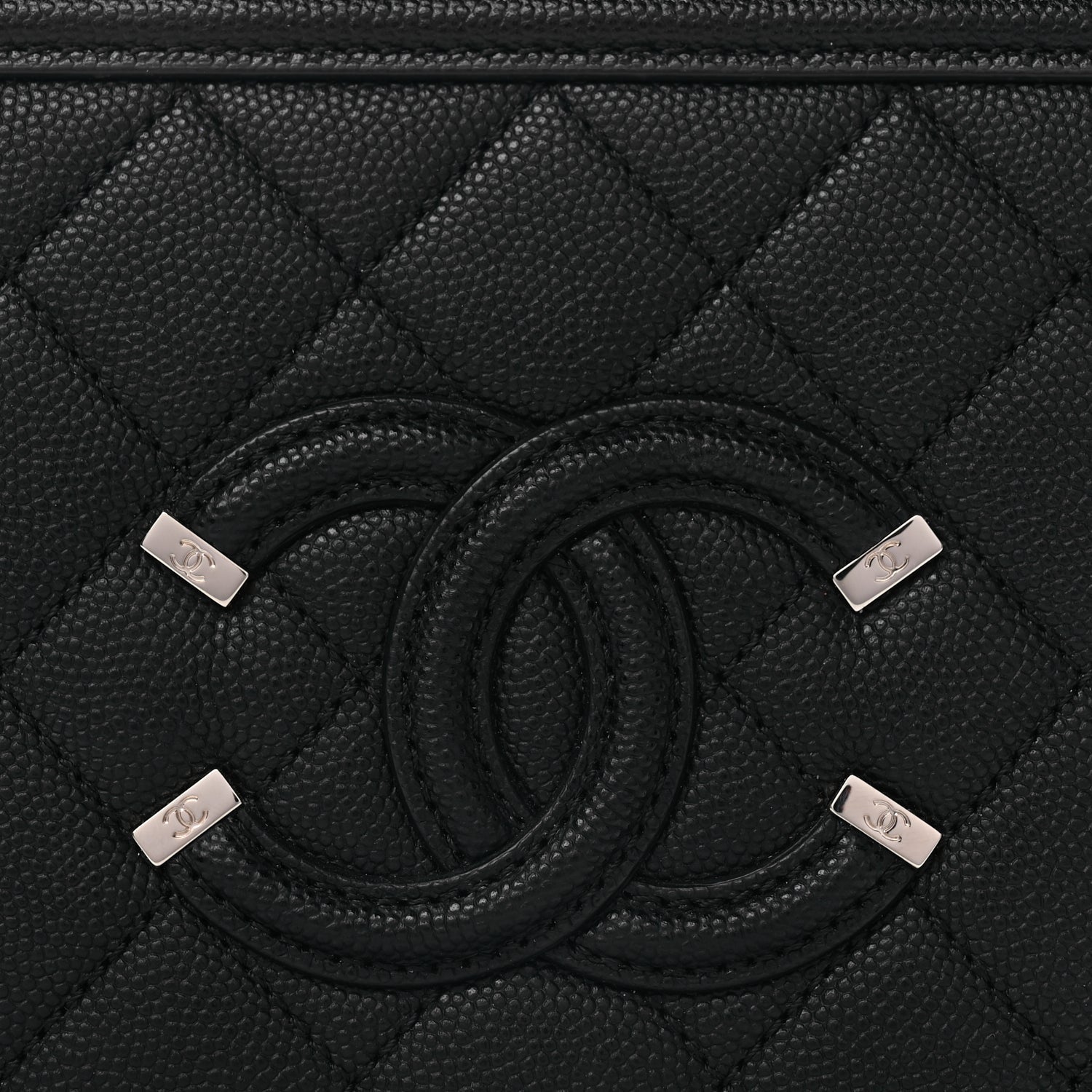 Chanel Caviar Quilted Small CC Filigree Vanity Case Black 7 of 10