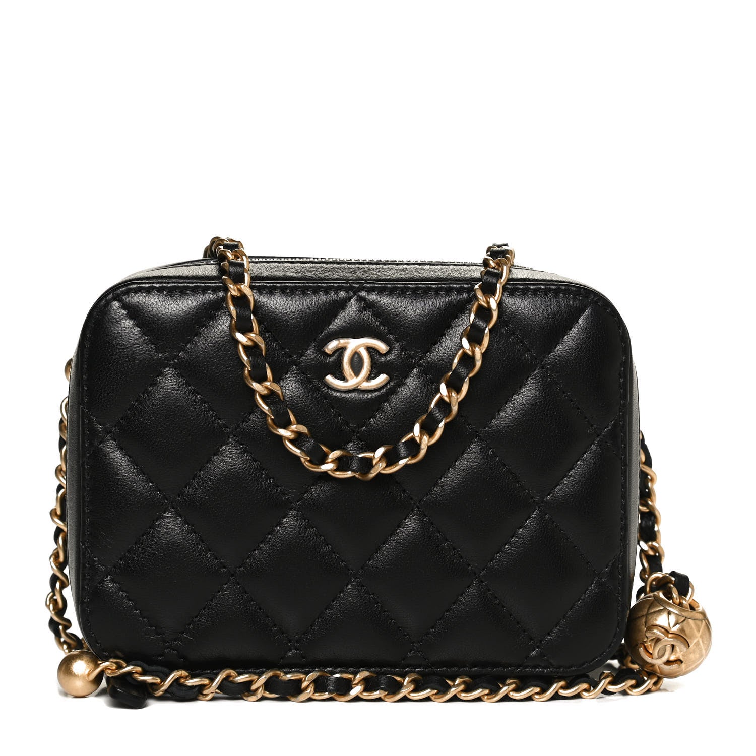 Chanel Lambskin Quilted CC Pearl Crush Camera Case Black 1 of 13