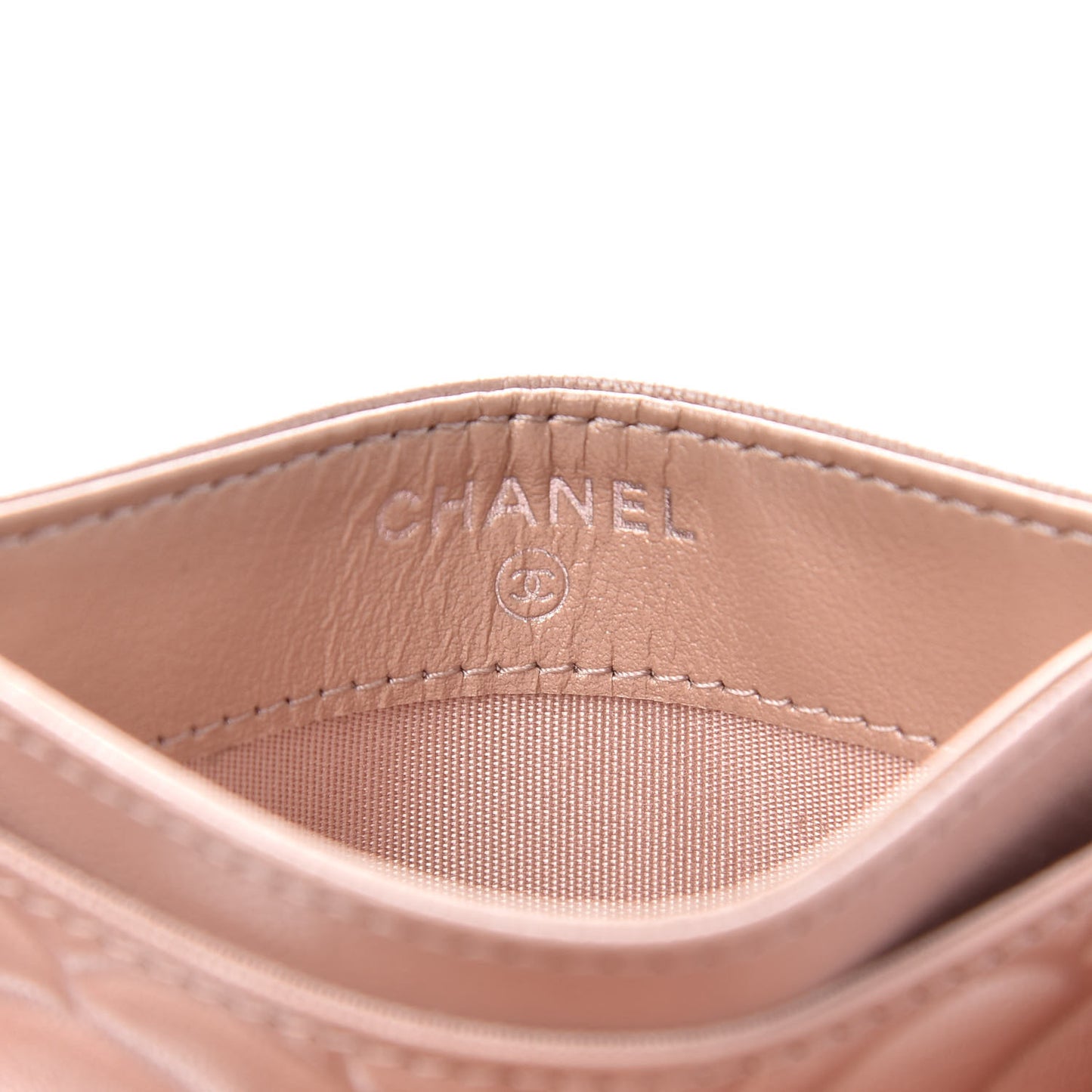 Goatskin Camellia Embossed Card Holder Light Pink