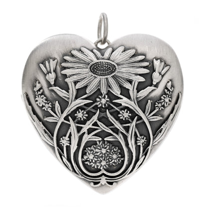 Tiffany Sterling Silver Large Ziegfeld Daisy Heart Locket Pendant 1 of 6