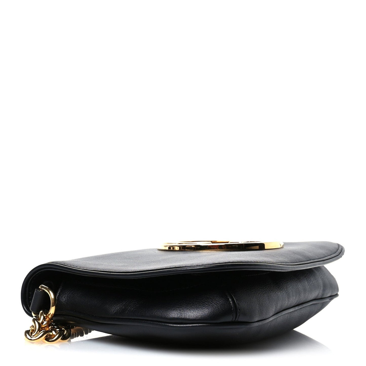 Roxy Calfskin Blondie Chain Shoulder Flap Bag Black