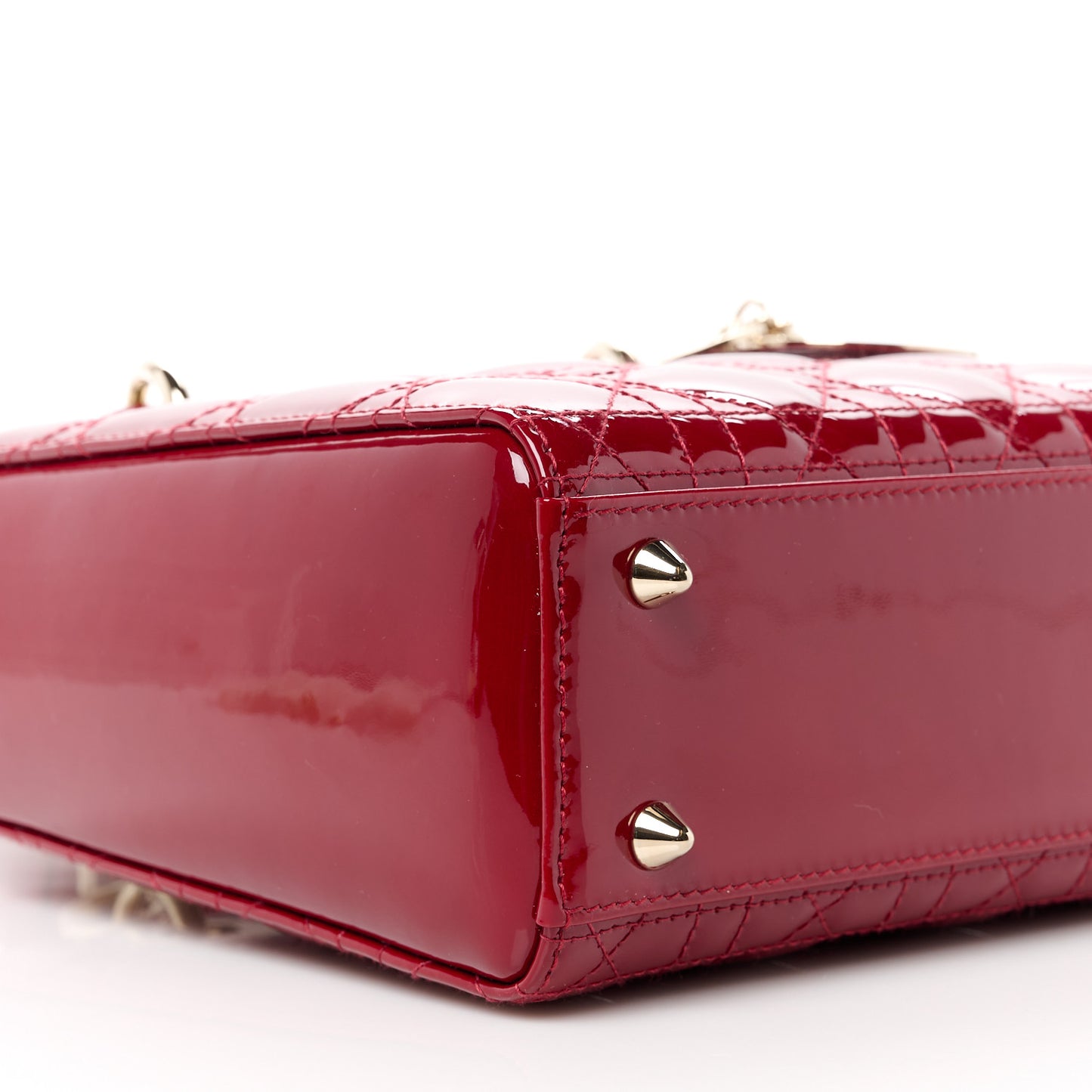 Patent Cannage Small Lady Dior Cherry Red