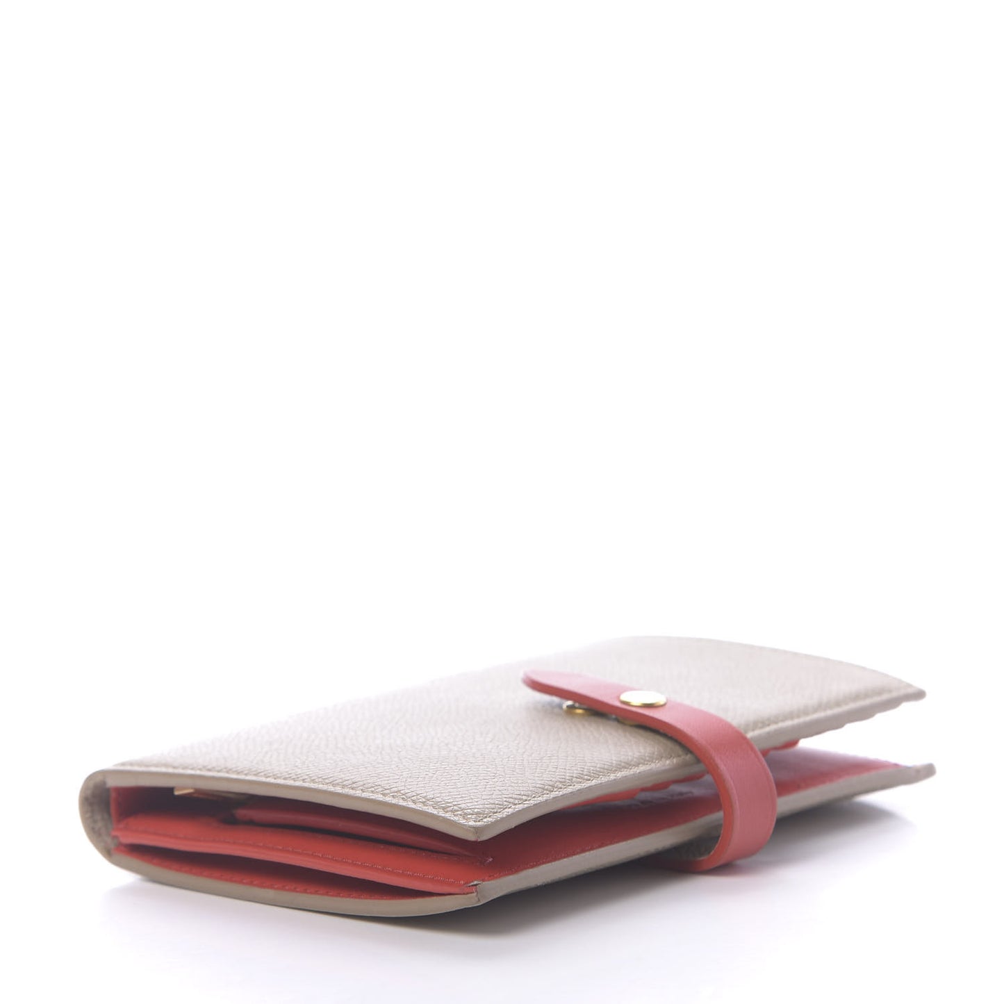 Grained Calfskin Large Multifunction Strap Wallet Pop Red Chalk