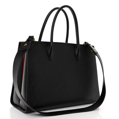 Prada Saffiano Cuir Calfskin Large Double Handle Bag Black Fuoco 3 of 10