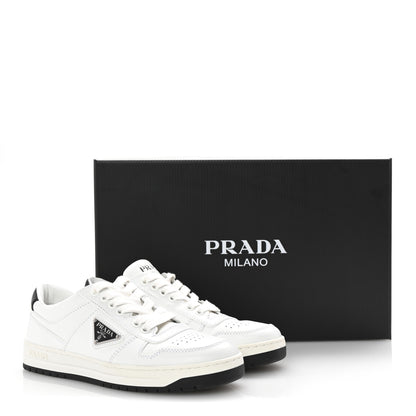 Prada Vitello Rois Triangle Womens Downtown Low Top 30mm Sneakers 36 White Black 10 of 10