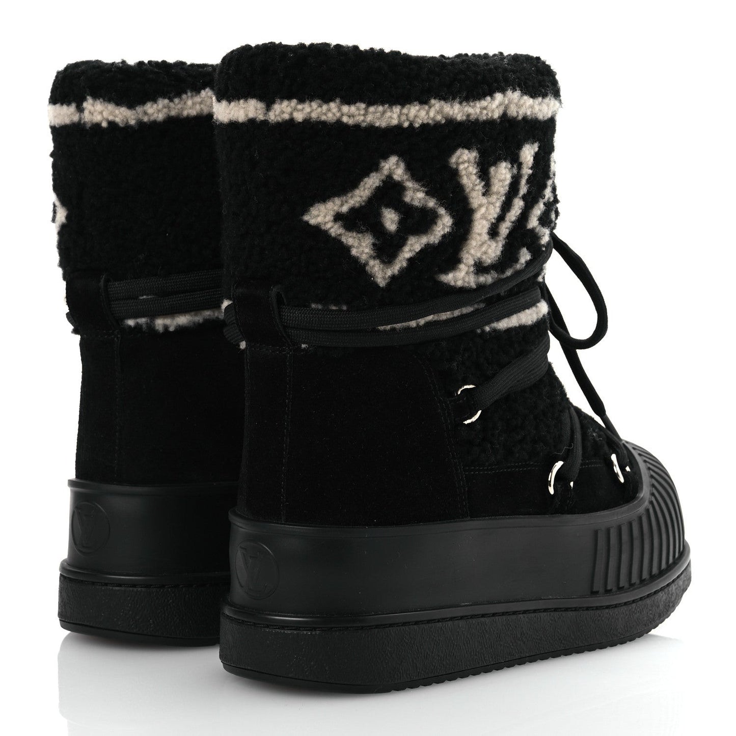Suede Shearling Polar Flat Half Boots Black