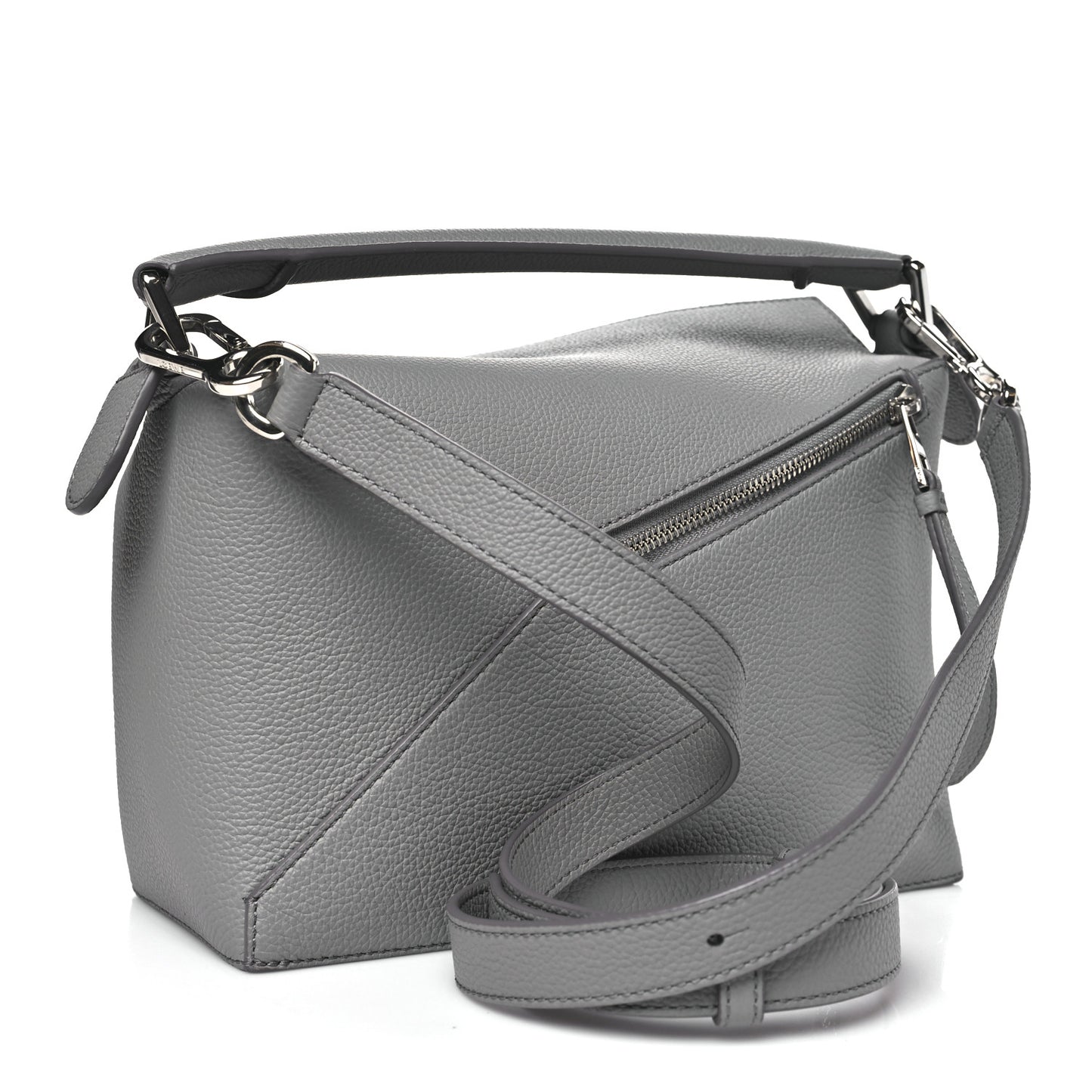 Soft Grained Calfskin Small Puzzle Edge Bag Pearl Grey