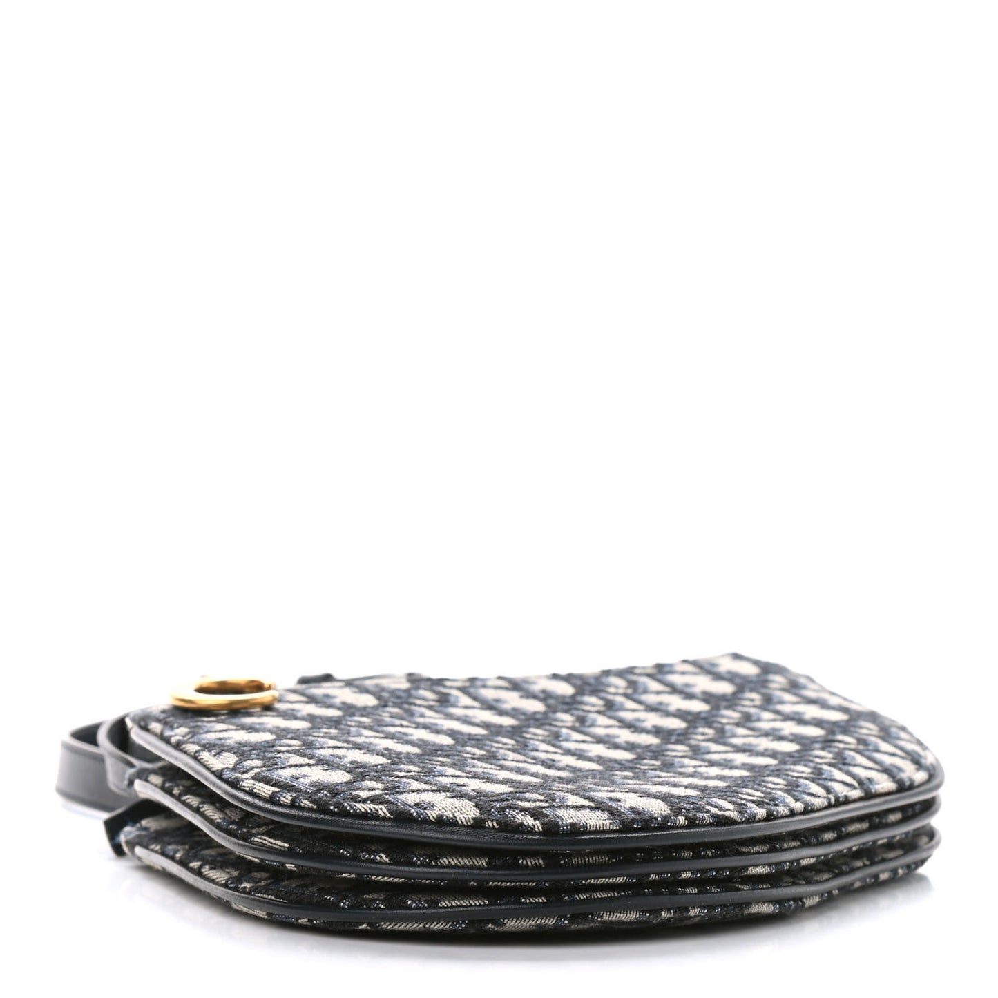 Oblique Saddle Pouch With Strap Navy Blue