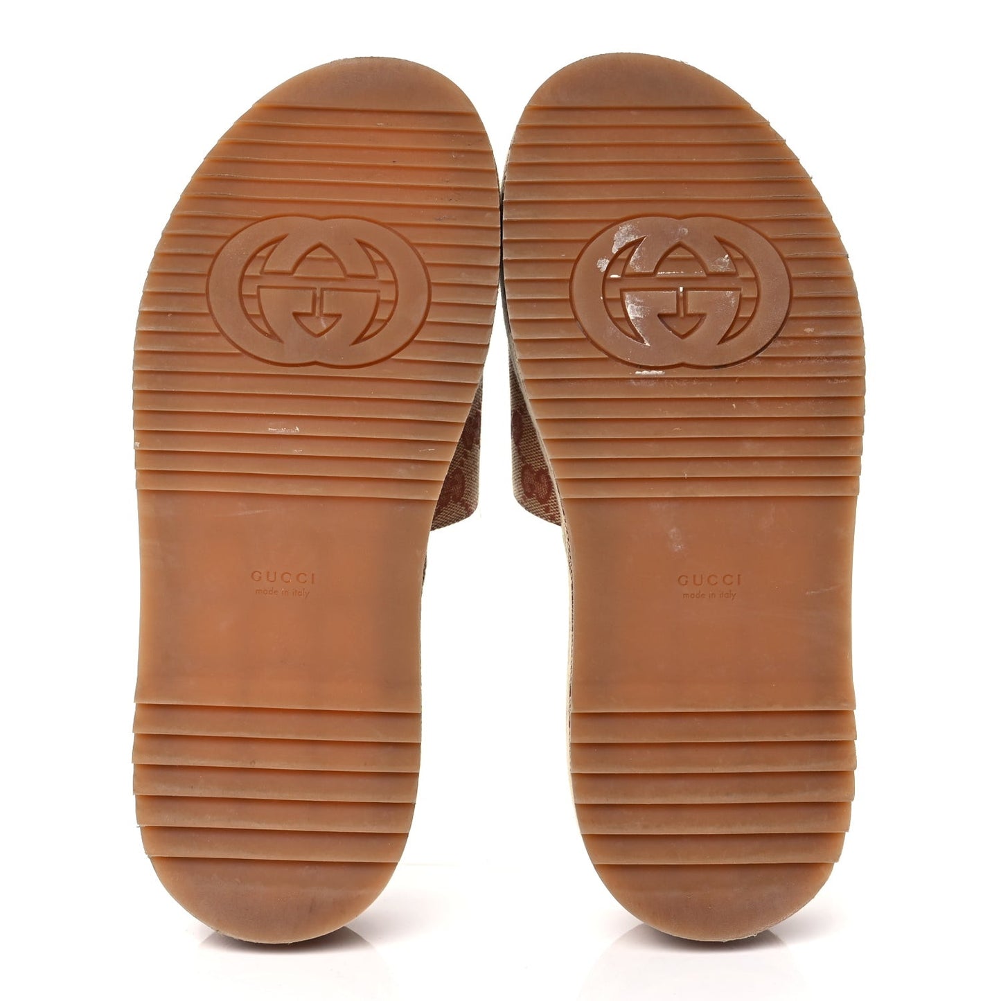 Canvas GG Monogram Angelina Platform Slide Sandals 40.5 Beige Ruggine