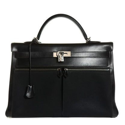 Hermes Box Toile Lakis Kelly 40 Black 1 of 26