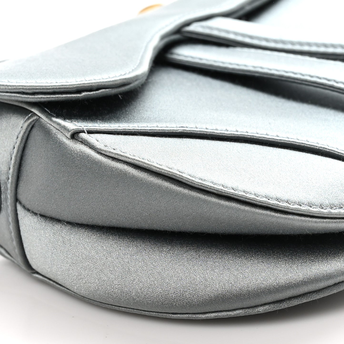 Satin Crystal Mini Saddle Bag Blue Gray