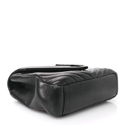 Saint Laurent Sheepskin Matelasse Chevron Monogram Monochrome Medium College Bag Black 4 of 7