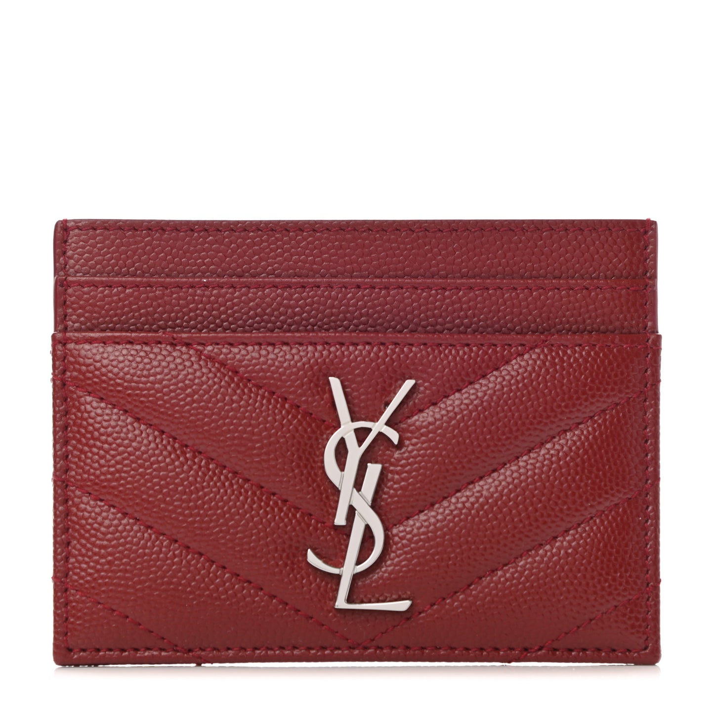 Grain De Poudre Matelasse Chevron Monogram Credit Card Case Opyum Red