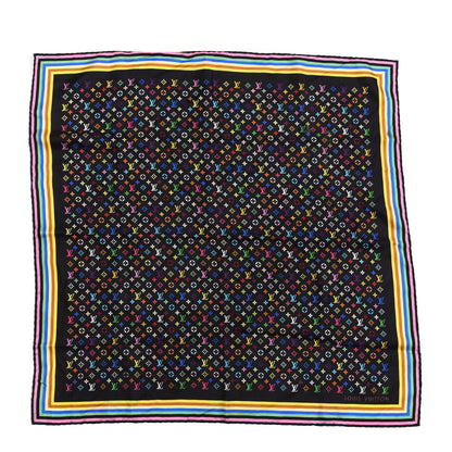 Louis Vuitton Silk Monogram Multicolor Square Scarf Black 1 of 6