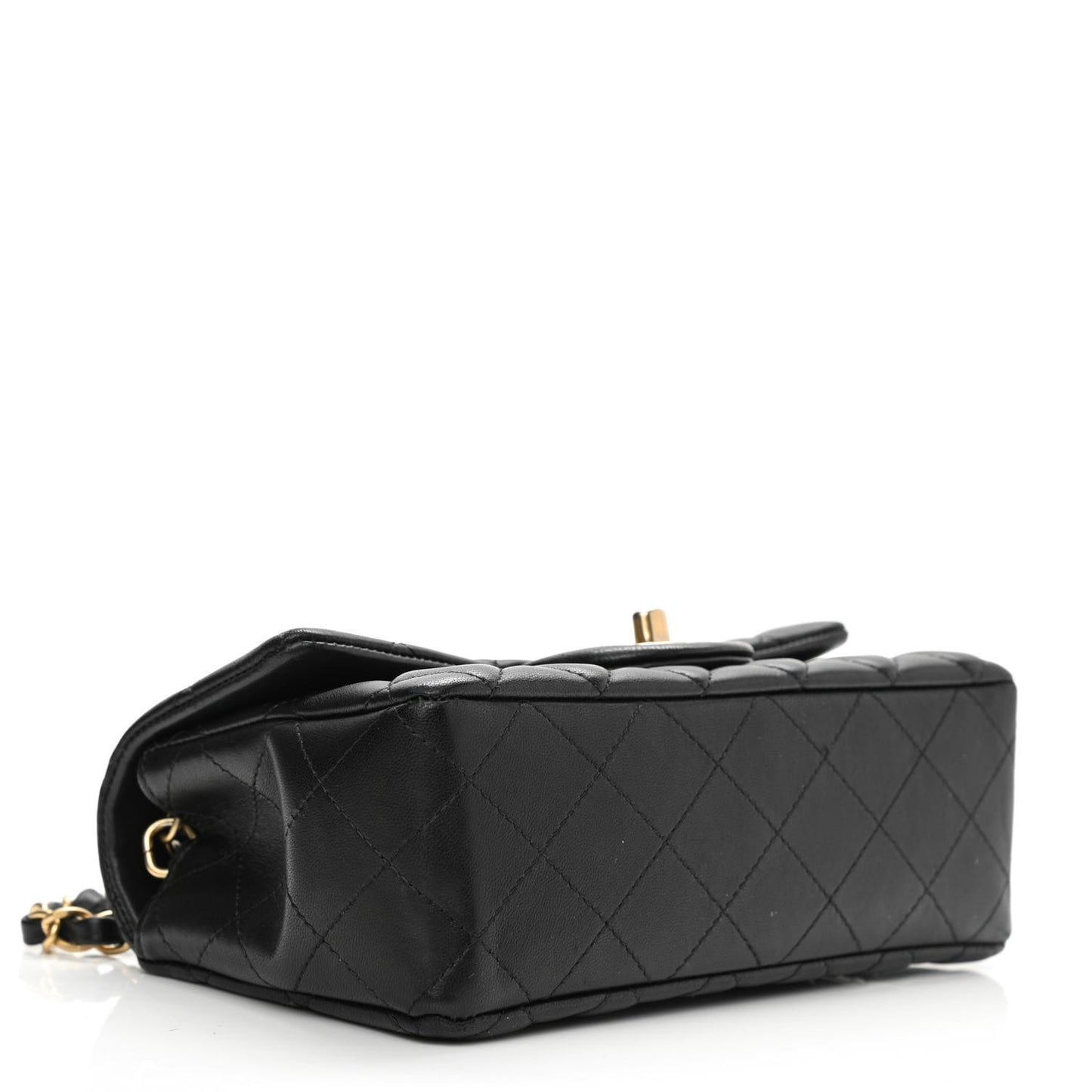 Lambskin Quilted Mini Rectangular Flap Black