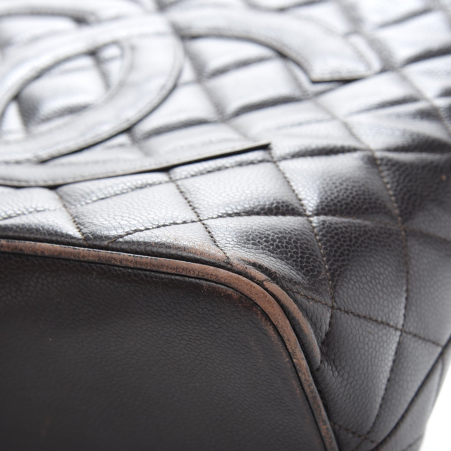 Caviar Quilted Medallion CC Tote Dark Brown