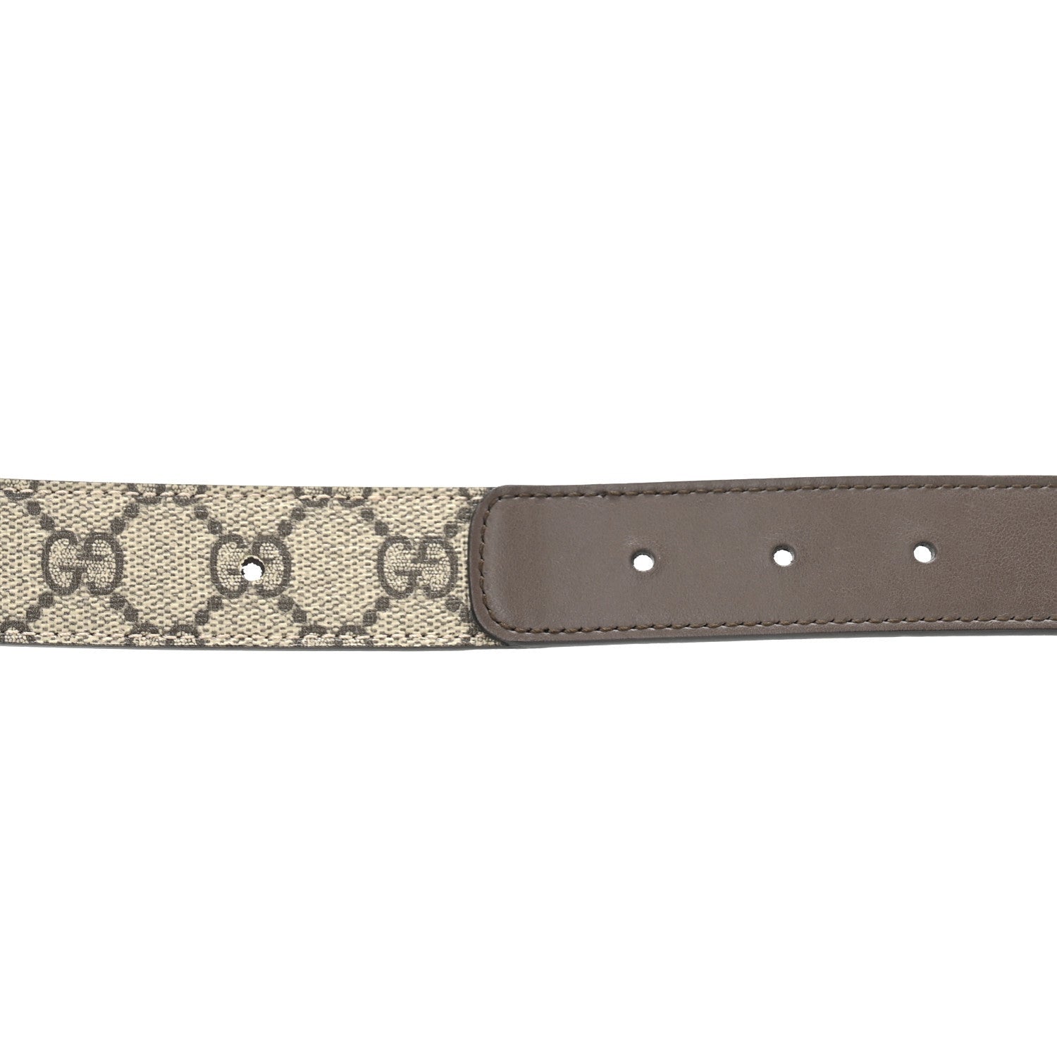 Gucci GG Supreme Monogram Matte Plutone Calfskin Double G 30mm Belt 80 32 Beige Ebony New Acero 3 of 7