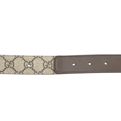 Gucci GG Supreme Monogram Matte Plutone Calfskin Double G 30mm Belt 80 32 Beige Ebony New Acero 3 of 7