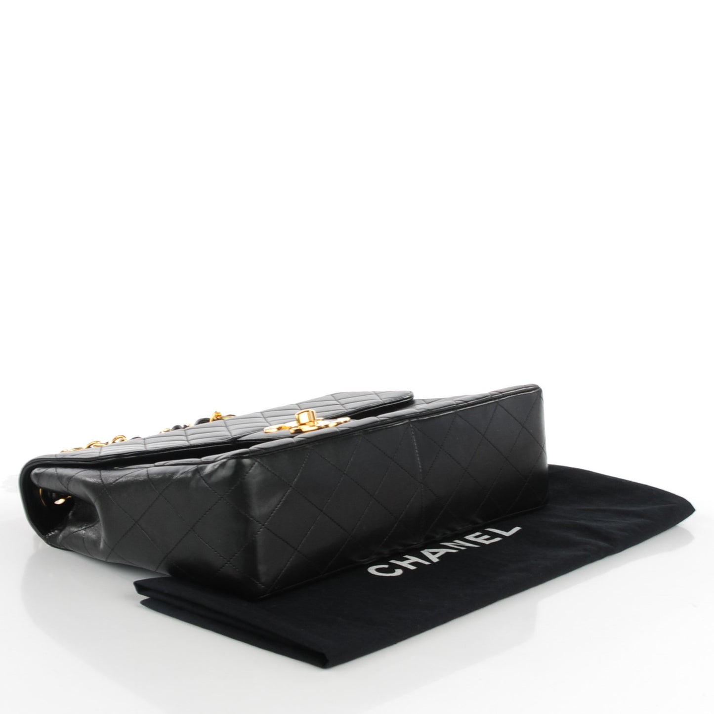 Lambskin Quilted Jumbo Flap Black